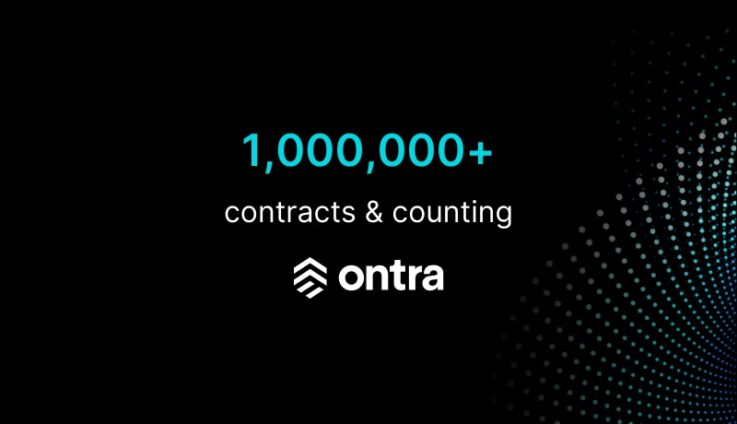 A featured graphic with the text "1,000,000+ contracts & counting" and the Ontra logo.