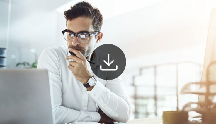 Top 10 AI Use Cases for Private Equity Guide featured image of a man looking at a computer.