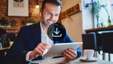 Man looking at tablet
