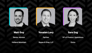 An image with three speaker headshots for the AI Legal Tech Webinar