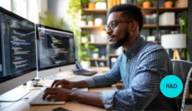 Man coding on a computer
