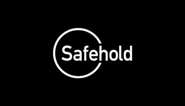 Safehold white icon on black background