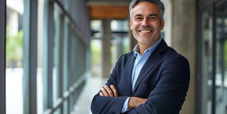 A man wearing a suit and crossing his arms