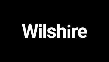 Wilshire logo with white text and black background