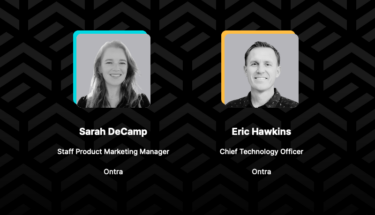 AI Search Webinar featured image showing headshots for Sarah DeCamp and Eric Hawkins from Ontra