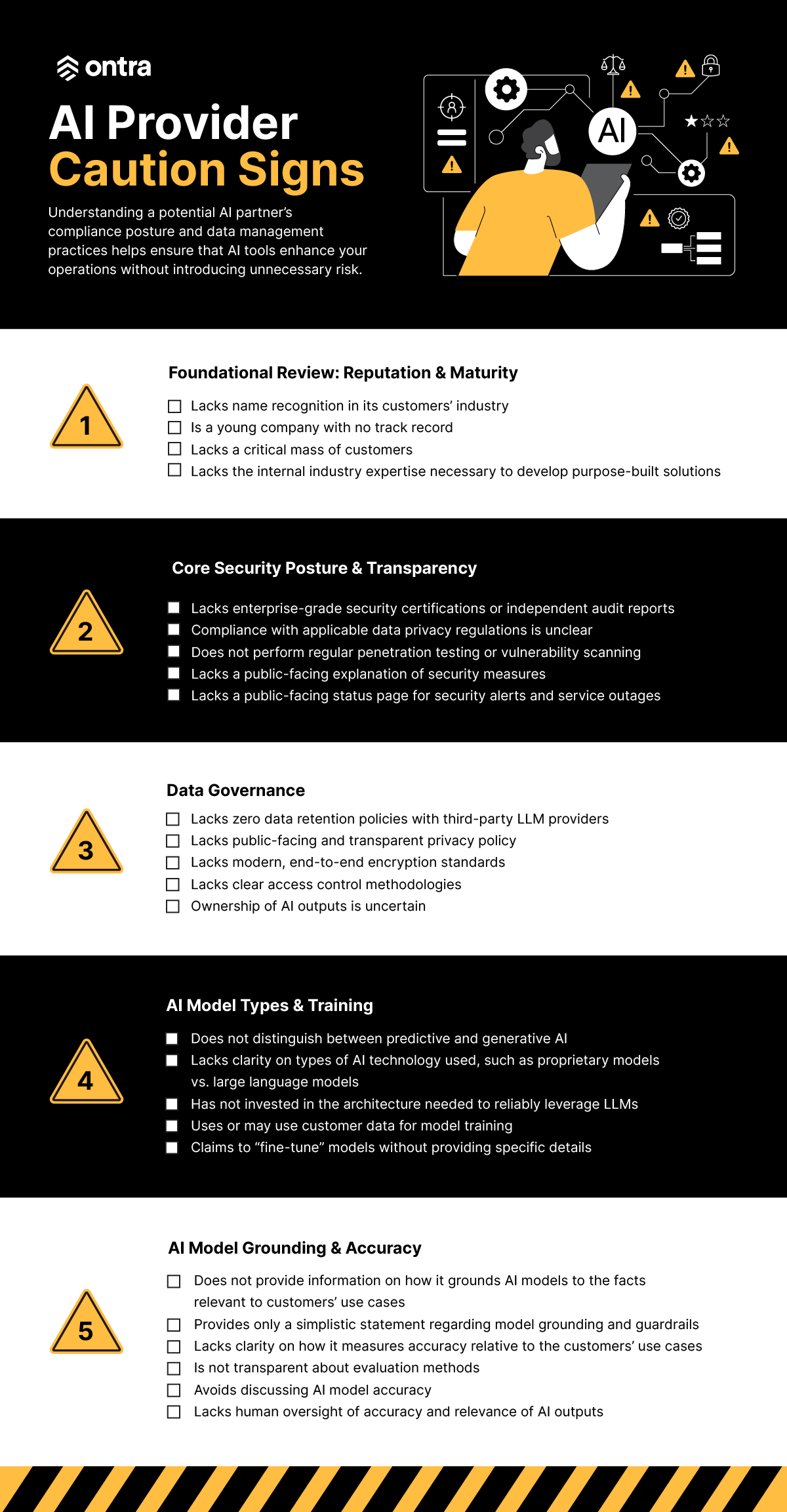 A checklist of due diligence concerns for AI providers.