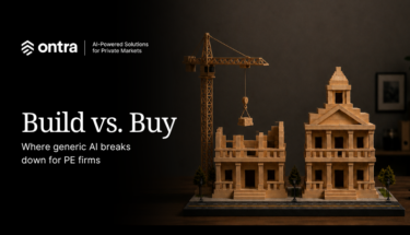 A dark background with a picture of a photo under construction to the right. To the left, the title "Build vs Buy."