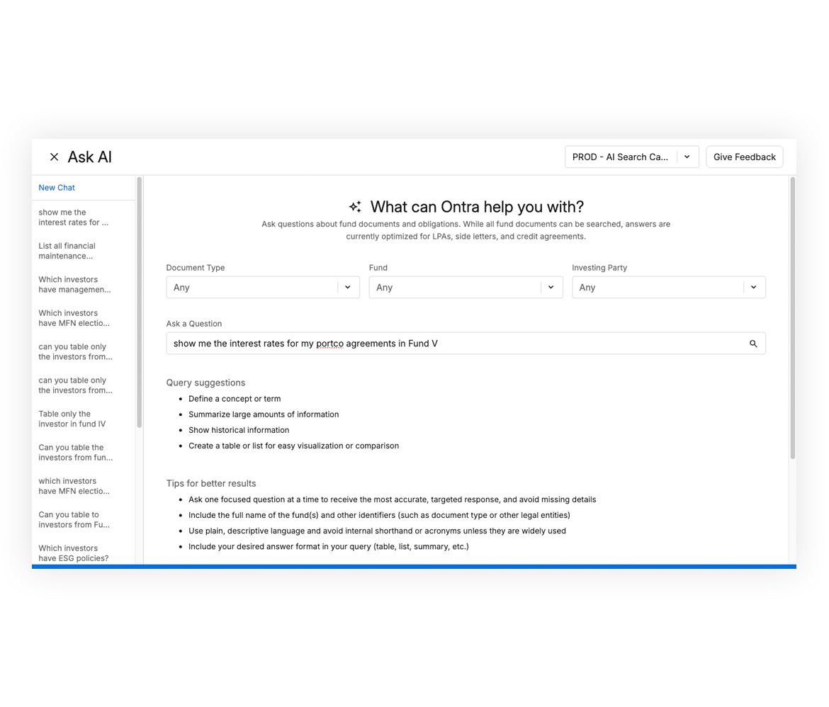 Ask Ontra AI: What Can Ontra Help You With?